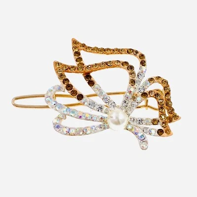USA WOMENS Pearl Butterfly Hair Clip Hairpin Rhinestone Crystal Elegant Brown 37 - Image 1 of 3
