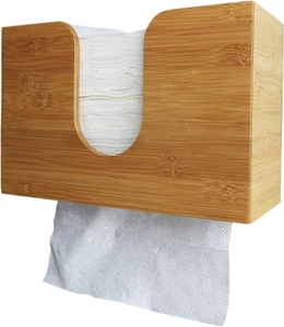Paper Towel Dispenser Wall Mount,Bamboo Trifold Paper Towel Dispenser Countertop - Picture 1 of 6