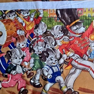 Kittens & Puppies Cotton Fabric Panel 11" X 21" Children's Book Repro Parade - Picture 1 of 5