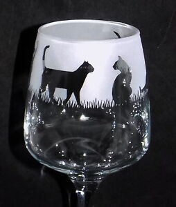 New 'CAT' Hand Etched Large Wine Glass with Gift Box - Unique & Purrrfect Gift!