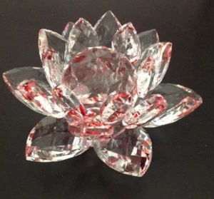 4''Delicate Home/Office/Table Top Decorative Crystal Lotus Flower - Red Color - Bild 1 von 1
