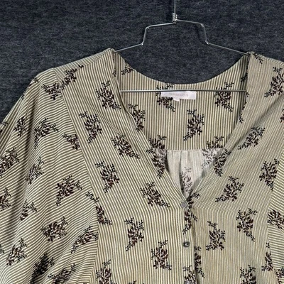 Olivaceous Size Small Gold Black Flower Striped Large Blouse With Short Sleeve - Image 1 of 4