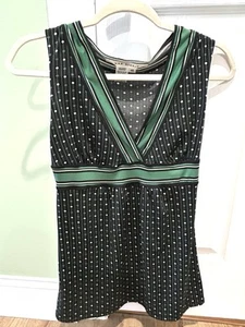 Max Studio Damen XS Mehrfarbig Schwarz Grün Stretchig Ärmellos V-Ausschnitt Top - Bild 1 von 3