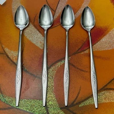 Oneida Woodmere Community Stainless Lot of (4)  Iced Tea Spoons 7 1/2" Long - Image 1 of 4