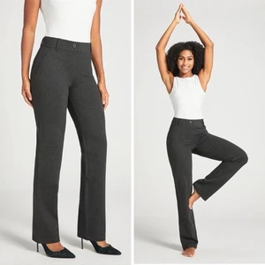 Betabrand Dress Pants Yoga Pants Womens XL Petite Charcoal Gray Straight Career - Picture 1 of 13