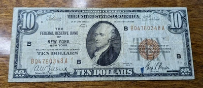 1929 US $10 Federal Reserve Brown Seal Note, New York - Image 1 of 4