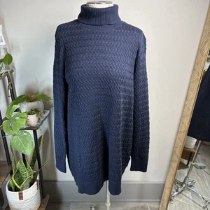Lands’ End Women’s XL 18 ~ Navy Cable Knit Turtle Neck Sweater - Picture 1 of 14