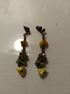 Women's Earrings Vintage Crystal Flowers 2" - Picture 1 of 3