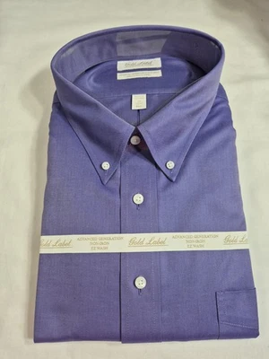 Roundtree & Yorke Mens Dress Shirt Gold Label Size 20 36-37 Purple (26) - Image 1 of 4
