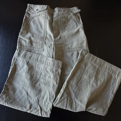 Pantalones cargo Joie Flare Leg talla pequeña verde militar sin cordones bolsillos elásticos en la cintura Foto 1 de 4