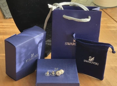 Swarovski Una Angelic Gold Tone Studs Round Cut w/ Original Box & Bag — 第 1/4 张图片