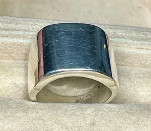 Vintage Siegelring mit breitem Band massiv Sterlingsilber Größe 5,75 B091 - Bild 1 von 10