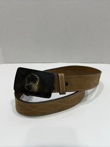 Cinturón y hebilla de cuero estilo occidental y cinturón de cuero tostado de colección - Imagen 1 de 12