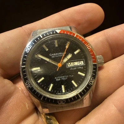Vintage 1979 Caravelle Devil Diver Coke Men's Automatic Wristwatch 1353 50 - Image 1 of 3