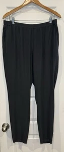 Eileen Fisher Large Pull On Pants Silk Gray Tapered Elastic Waist - Picture 1 of 11