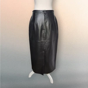 Pendleton Size 8 Black Leather Pencil Skirt - Picture 1 of 5