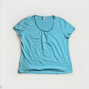 Jaclyn Smith Teal Blouse/Top Round Neckline Short Sleeves Women Sz-L - Picture 1 of 7