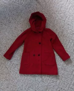 Richie House Girls Red Wool Coat Size 9 Double Breasted Hooded Jacket - Picture 1 of 12