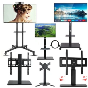Universal Floor TV Stands Swivel Height Adjustable Bracket For 17-70" LED HDTV - Picture 1 of 46