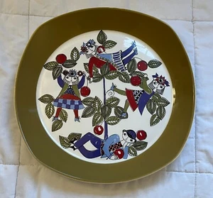 Vintage Turi-Design Corsica Norway Hand Painted Silkscreen Boy Girls Platter - Picture 1 of 4