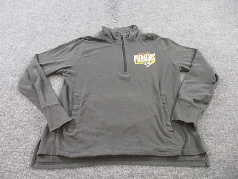 Nashville Predators Sweater Womens XL Gray Pullover Long Sleeve 1/4 Zip NHL Cover