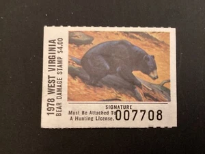 ICOLLECTZONE US West Virginia 1978 Bear Stamp VF NH - Picture 1 of 1