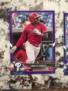 2018 BOWMAN PURPLE PROSPECT CARD /250 PHILLIES CORNELIUS RANDOLPH #BP30 - Picture 1 of 1
