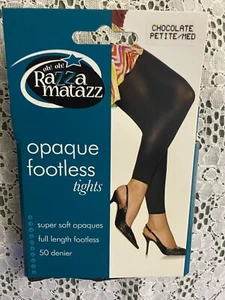Razza Matazz Footless Tights Chocolate- 50 Denier-Petite/Med -Vintage-New Stock - Picture 1 of 4