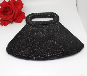 Ross Simons Abendtasche Handtasche schwarz Perlen KATZENRETTUNG - Bild 1 von 3