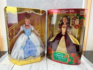 Mattel Cinderella 50th Anniversary Beauty & Beast Holiday Belle Barbie Doll Lot