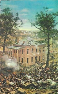 Vintage Georgia Chrom Postkarte Atlanta Schlacht von Cyclorama verletztes Haus - Bild 1 von 2