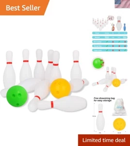 Interactive Kids Bowling Game - 10 Plastic Pins & 2 Balls for Indoor/Outdoor Fun - Picture 1 of 9