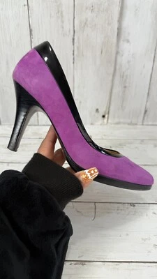 Cole Haan Air Purple/Black High Heels Women's Size 8B Pumps Suede patent Leather - Image 1 of 4