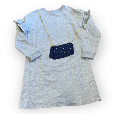 Kate Spade Girls Size 14 Gray Quilted Handbag Sweatshirt Dress Long Sleeves - Image 1 of 4