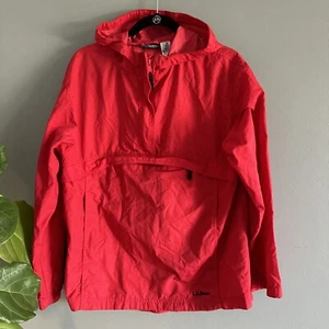 Vintage LL Bean Kids XL 18-20 Jacket 90s Red Anorak Nylon Windbreaker 1/4 Zip - Picture 1 of 9