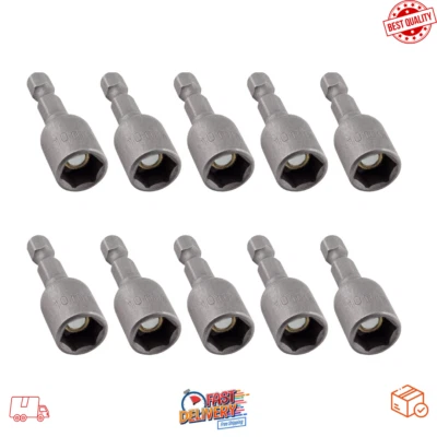 10 Pcs Quick-Change Power Nut Driver Set 3/8" (10mm) Hex Shank Magnetic Power - Image 1 of 4