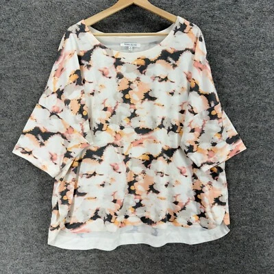 Camiseta Rosa + Oliva Mujer 1X Plus Blanca Geométrica Manga 3/4 Rayón Informal Foto 1 de 4