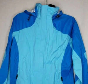 LL Bean Mujer Talla M Chaqueta de Lluvia Azul Costura con Capucha Sellada Bolsillos con Cremallera Completa Usada en Excelente Condición - Imagen 1 de 8