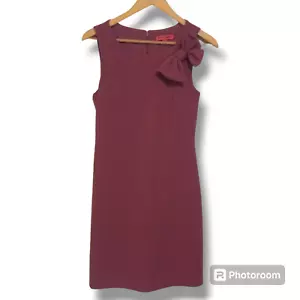 Betsey Johnson Scuba Crepe Sleeveless Dress-Size 2-Side Bow-Lined-Bust Darts - Picture 1 of 10