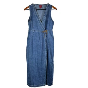 Vestido vaquero vintage envolvente años 90 Country Western algodón pequeño - Imagen 1 de 4