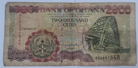 GHANA 🇬🇭 2000 CEDIS BANKNOTE 1997 Cover