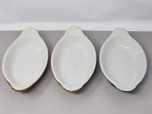 Set Of 3 Hall Model 527 Oven-Proof Brown & White Oval Casserole Dishes - Picture 1 of 21