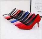 Lady Sexy Stilettos Pointy Toe Slip On Pumps Office Elgeant Shoes Plus Size SKGB