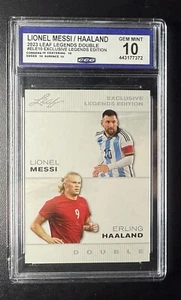 Lionel Messi/HAALAND 2023 Leaf Legends, Double Exclusive Legends Edition Gem 10 - Picture 1 of 2