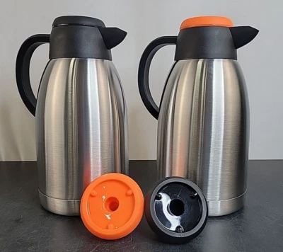 (2 Pack) Choice 64 Oz Insulated Thermal Coffee Server Carafe w/Brew Thru Lids