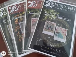 PLUM STREET SAMPLERS SALTBOXES SPRING SUMMER AITUMN WINTER CROSS STITCH CHART 4 - Picture 1 of 10