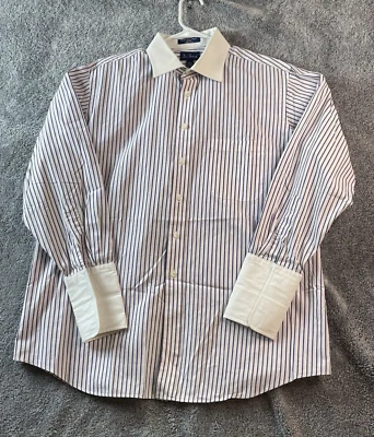 Camisa de vestir Paul Fredrick para hombre 17-34 mejor larga grapa algodón a rayas Foto 1 de 4