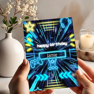 Personalised Gamer Birthday Card For Son, Grandson, Brother, Nephew, Boy - Picture 1 of 7