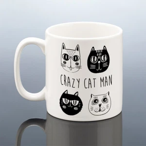 TAZA CRAZY CAT HOMBRE Regalo de cumpleaños San Valentín Él Amor Gatos Dueño Taza Gato Papá Hombres - Imagen 1 de 3