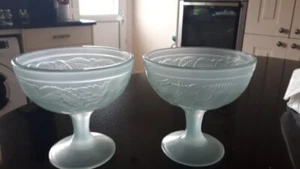 French Fruit Relief Dessert Glass Dish Ice Cups Art Deco 1920's 4.5" Set of 2 - Picture 1 of 10
